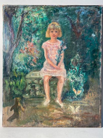 null BOULARD DE VILLENEUVE Maxime (1884-1971) "Young seated girl" oil on canvas signed...