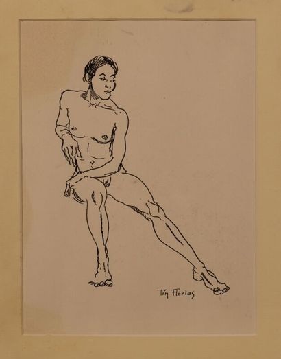 null FLORIAS Tin (1897-1967) "The model" ink or felt pen signed lower right - under...