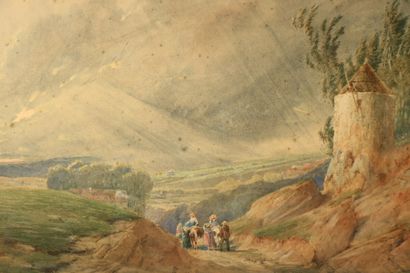 null CAUVIN Edouard Louis (1817-1900) Animated landscape, 1874

watercolour signed...