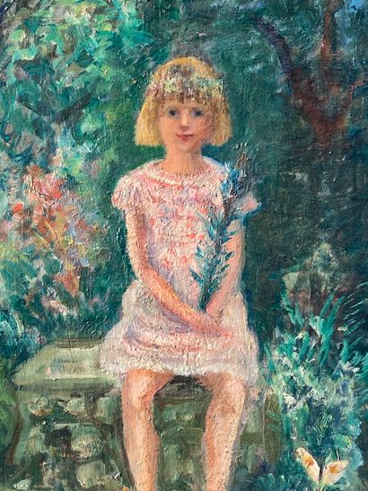 null BOULARD DE VILLENEUVE Maxime (1884-1971) "Young seated girl" oil on canvas signed...