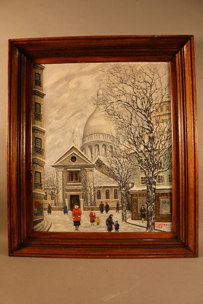 null DELATTRE J. (XX° century) Oil on canvas - "Under the snow" - Signed lower right...