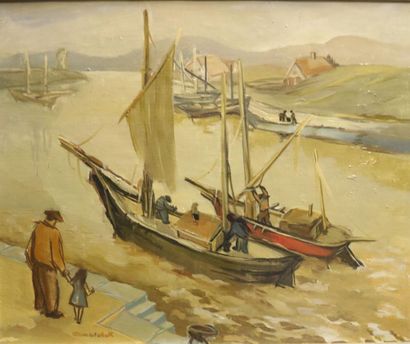 null DANWALK Daniel (1909-?) The Arrival at the Port, oil on canvas signed lower...