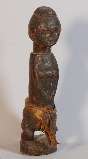 null Ancienne statuette Blolo bla en bois à patine sombre crouteuse d'usage figurant...