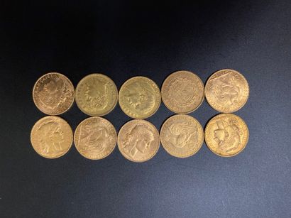 null Dix pièces de 20 francs or - 64.52 g