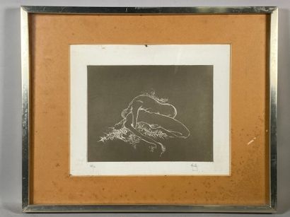 null LOUEDIN Bernard (1938) "couple" estampe numérotée 48/50, signée. 27 x 33 cm