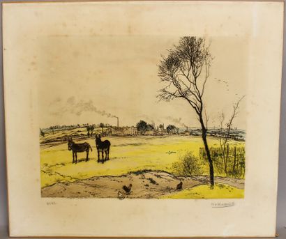 null RAFFAELLI Jean-François (1850-1924) Les petits ânes - Lithographie couleurs...