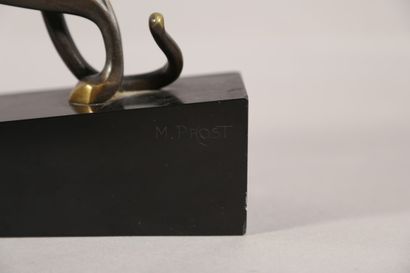 null Maurice PROST (1894 - 1967) Panthère marchant Sculpture en bronze à patine brune...