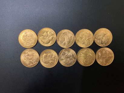 null Dix pièces de 20 francs or - 64.59 g