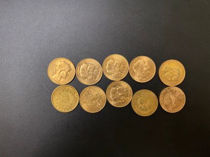 null Dix pièces de 20 francs or - 64.48 g