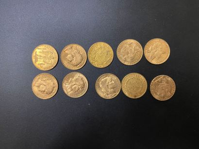 null Dix pièces de 20 francs or - 64.51 g