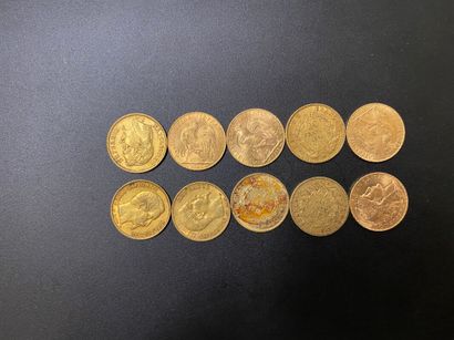 null Dix pièces de 20 francs or - 64.40 g