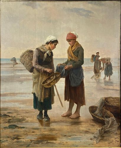 null VAN WYK Henri (Né en 1833)

Marée basse, les ramasseuses de crevettes, 1889

Huile...