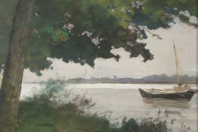 null CABIÉ Louis Alexandre (1854-1938)

Paysage de bord de fleuve au bateau

gouache...