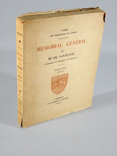 null * 296. SAVIGNAC (Joseph François Ignace Labat de). Mémorial général de Mr. de...
