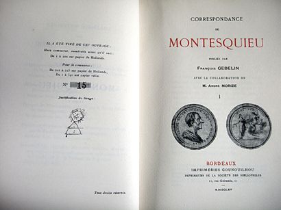 null * 188. MONTESQUIEU (Charles Louis de Secondat, baron de La Brède et de). Correspondance...