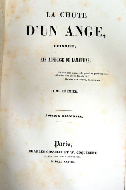 null * 76. LAMARTINE (Alphonse de). The fall of an angel. Paris, Gosselin et Coquebert,...