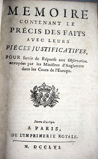 null * 106. [MOREAU (Jacob-Nicolas). Mémoire contenant le précis des faits, avec...