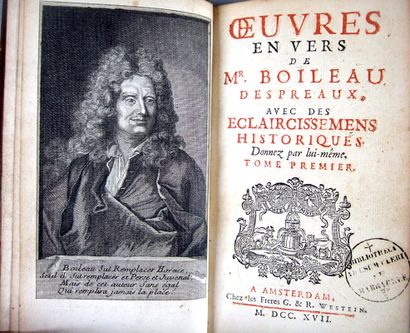 null 22. BOILEAU (Nicolas). Oeuvres en vers [en prose] de Mr Boileau Despreaux avec...