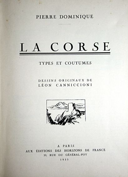 null * 305. [Corsica]. DOMINIQUE (Pierre). The Corsica. Types et coutumes. Paris,...