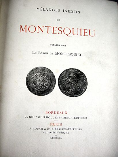 null * 104. MONTESQUIEU (Charles Louis de Secondat, baron de La Brède et de). The...