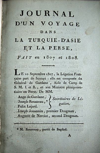 null 57. [GARDANE (Paul-Louis-Ange de)]. Journal d'un voyage dans la Turquie-d'Asie...