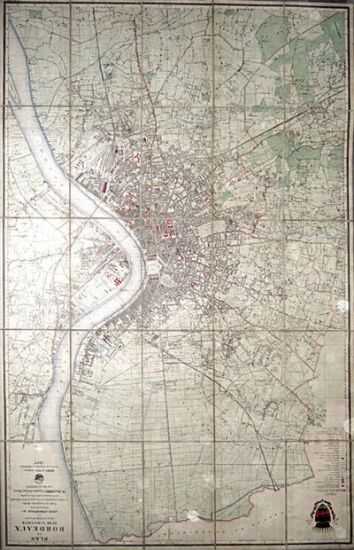null * 281. LONGUEVILLE (Louis). A map of Bordeaux and its suburbs. Bordeaux, Féret,...