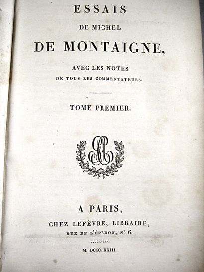 null * 101. MONTAIGNE (Michel de). Essais. Paris, Lefèvre, 1823. 5 vol. in-8 half...