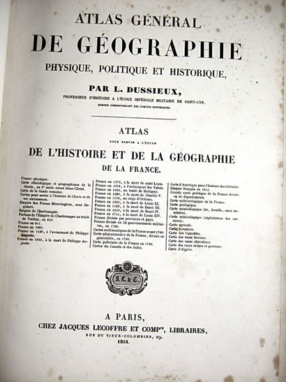 null * 210. [Atlas]. DUSSIEUX (Louis). Atlas général de géographie physique, politique...