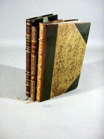 null 138. [Beautiful bindings]. Set of 3 books in half morocco corner bindings, smooth...