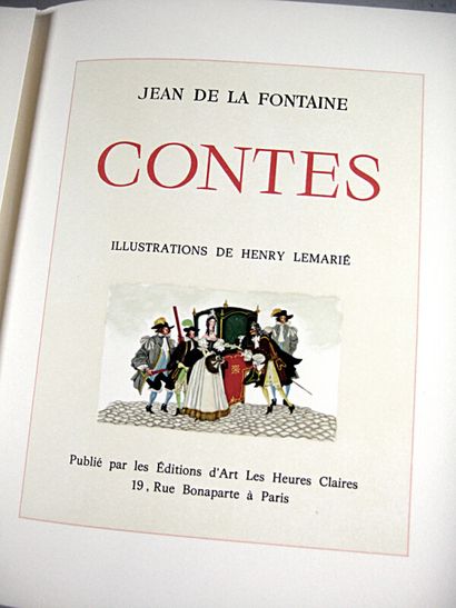 null * 151. LEMARIÉ (Henry, ill.) & LA FONTAINE (Jean de). Contes. Paris, Les heures...