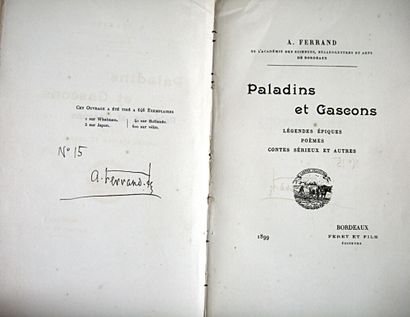null * 255. FERRAND (Arnaud). Paladins et Gascons, légendes épiques, poèmes, contes...