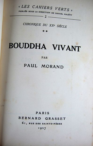 null * 189. MORAND (Paul). Bouddha vivant. Paris, B. Grasset, 1927. In-8, reliure...