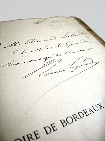 null * 262. GRADIS (Henri). Histoire de Bordeaux. Paris, Calmann-Lévy, 1888. In-8,...