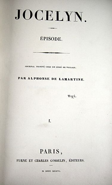 null * 75. LAMARTINE (Alphonse de). Jocelyn. Episode. Diary found in a village priest's...