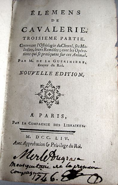 null 68. [Hippologie]. Ensemble de 6 volumes XVIIIe, avec défauts, et orphelins,...