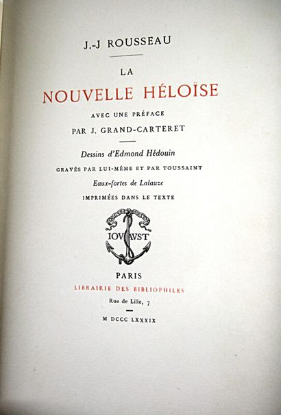 null * 121. ROUSSEAU (Jean-Jacques). The new Heloise. Paris, Jouaust, 1889. 6 vols....