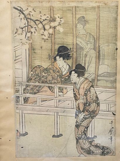 null Kitagawa Utamaro (1753?-1806):

Oban tate-e, partie droite du triptyque Gosho-guruma...