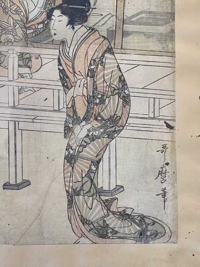 null Kitagawa Utamaro (1753?-1806):

Oban tate-e, partie droite du triptyque Gosho-guruma...