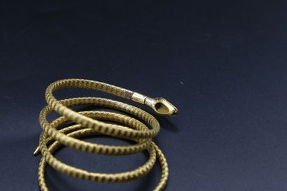 null Bracelet serpent en fils d'or jaune 750 millièmes tressés, les yeux ornés de...
