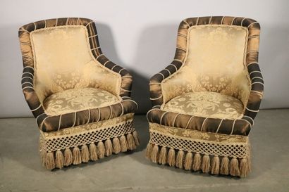 null Paire de fauteuils Napoléon III à pompons