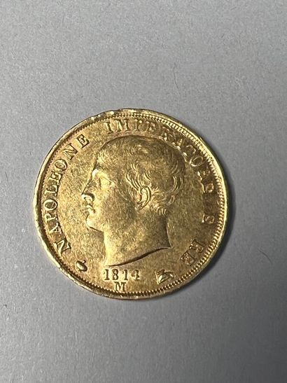 null Pièce de 40 lires Napoleone Imperatore 1814 M 12,88 g