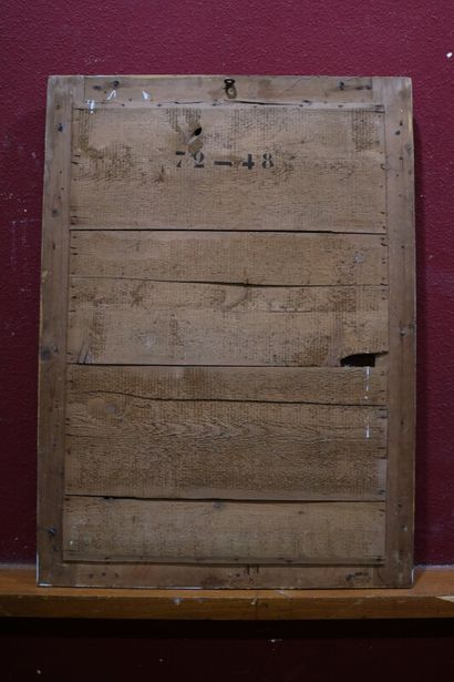null Glace rectangulaire, le cadre en bois et stuc doré

89 x 63 cm

(Petits manques...