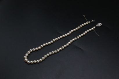 null Collier de perles en chute de 6.75 à 8.5 mm, la perle centrale calibre, 9.4...