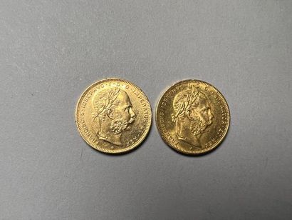 Deux pièces de 20 francs/8 Florins Francisus...