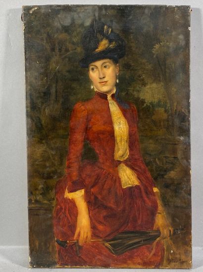 null École FRANÇAISE vers 1900, entourage d' Alfred STEVENS - Portrait d'une dame...