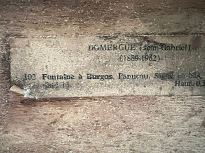 null DOMERGUE Jean-Gabriel (1889-1962) " fontaine à Burgos" huile sur panneau signée...