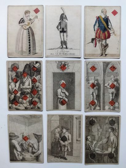 null J.GCotta -Turbignen- Cartes transformées- 1807 Carte almanach «  Wallenstein »...