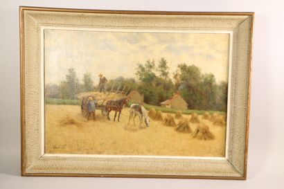 null John-Lewis SHONBORN (1852-1931)

Paysage de charrue avec paille 

huile sur...