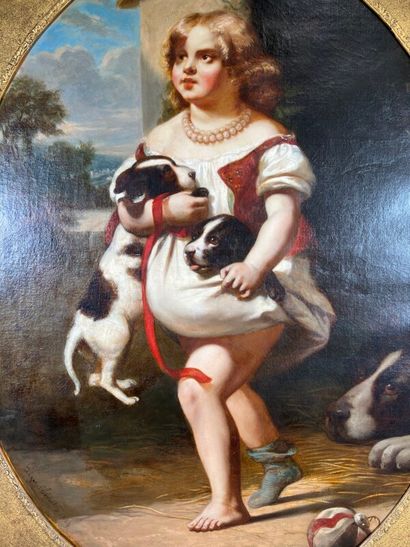 null CHERELLE Léger (1816-1879)

Jeune fille aux chiots

huile sur toile (réstaurations)

signée...