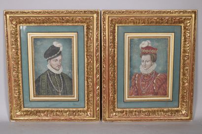 null Charles IX et son épouse Elisabeth d'Autriche

Paire d'huiles sur papier 

16...